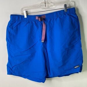 Obey Men’s XL Bright Blue Swim Trunks with Purple Drawstring - 1367